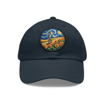 Dad Hat with Leather Patch (Round)