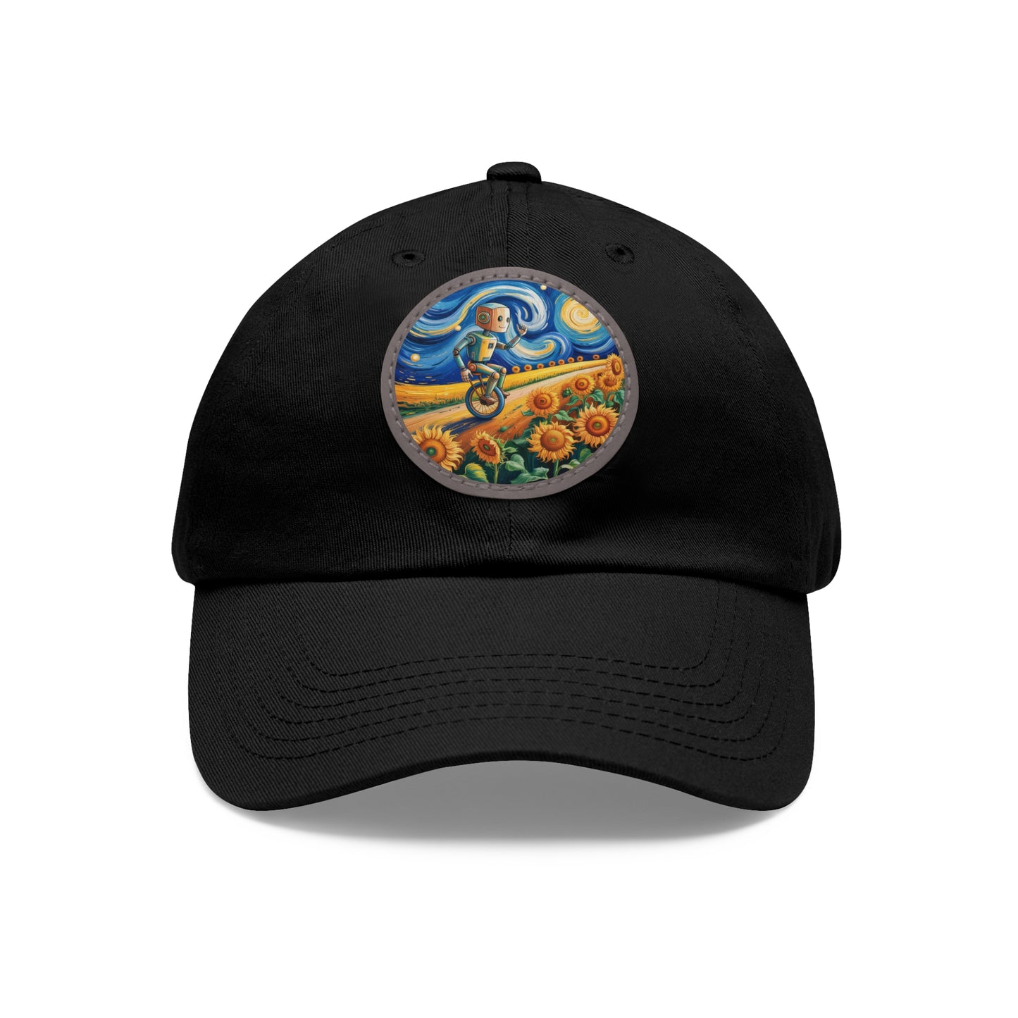 Dad Hat with Leather Patch (Round)