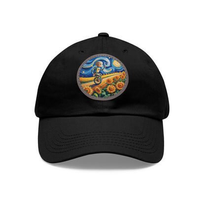 Dad Hat with Leather Patch (Round)