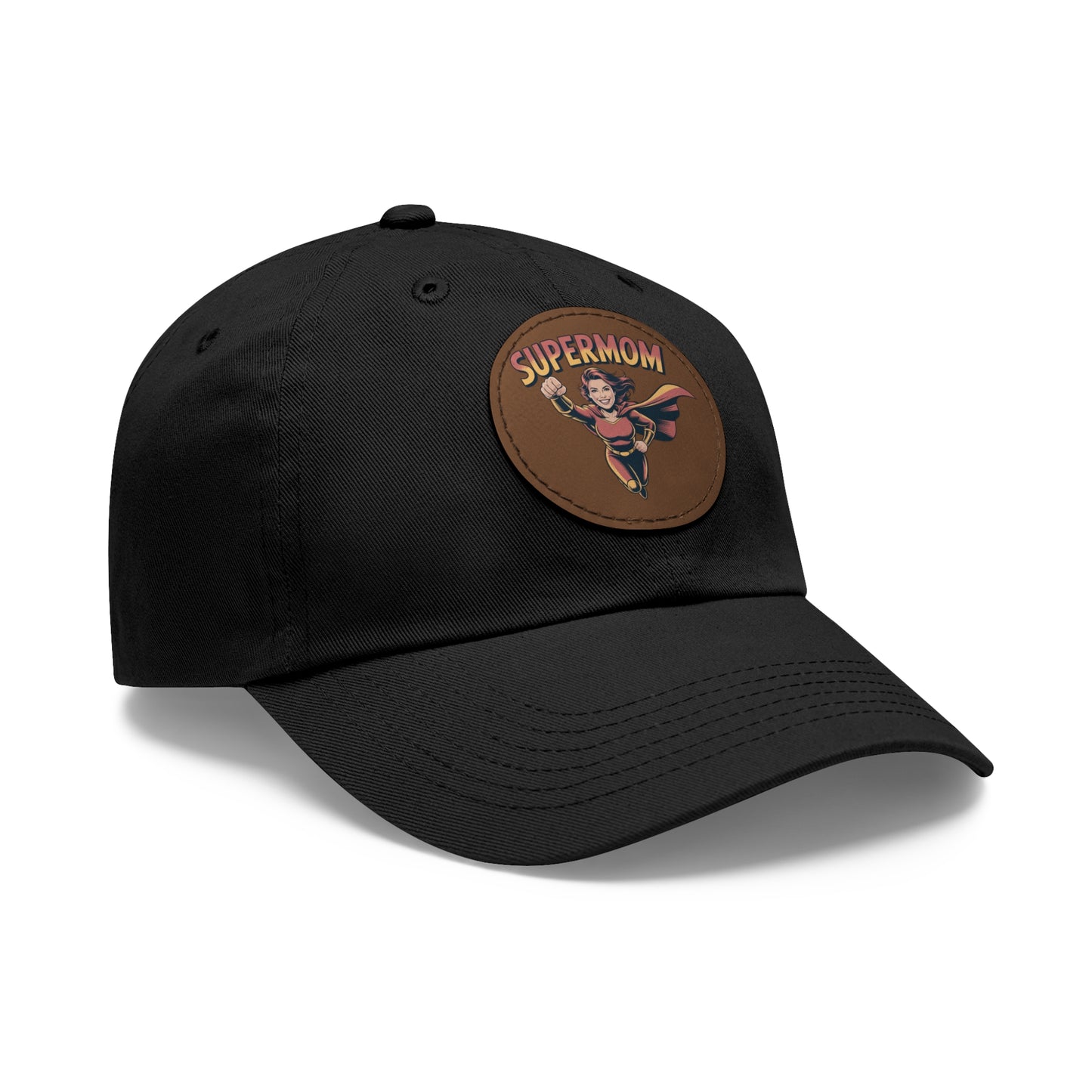 Supermom Dad Hat with Leather Patch, Gift for Moms, Cap for Superheroes, Mother's Day Gift, Casual Hat, Everyday Wear