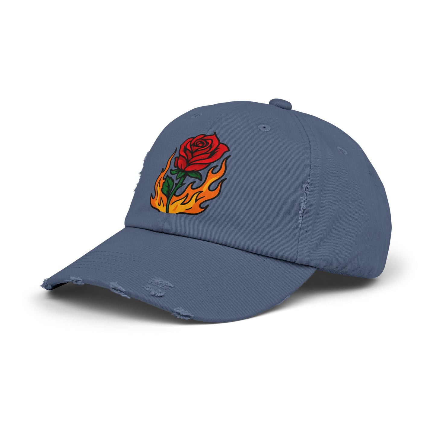 Flaming Rose Distressed Cap