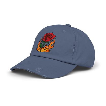 Flaming Rose Distressed Cap
