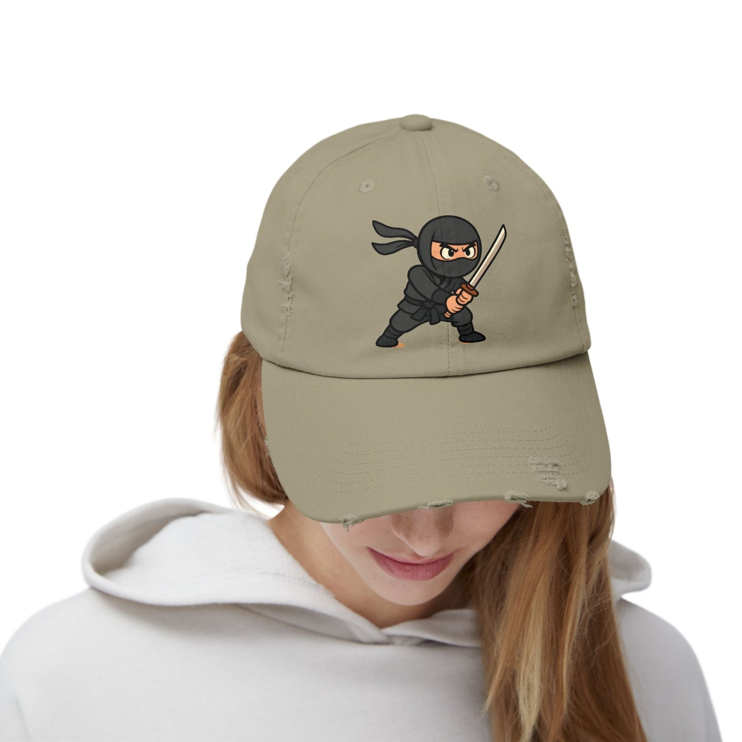 Ninja Unisex Distressed Cap, Fun Gift for Gamers, Trendy Accessory, Casual Wear, Outdoor Hat, Birthday Present