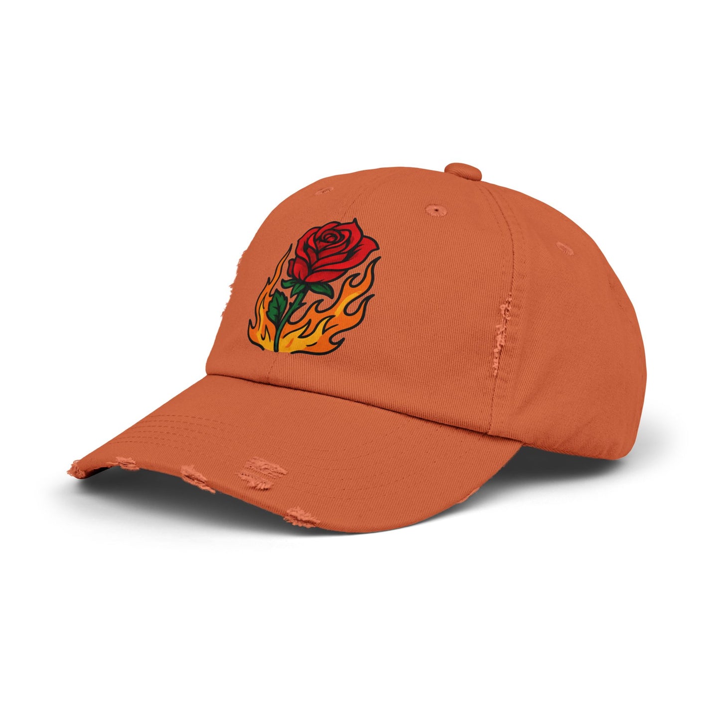 Flaming Rose Distressed Cap