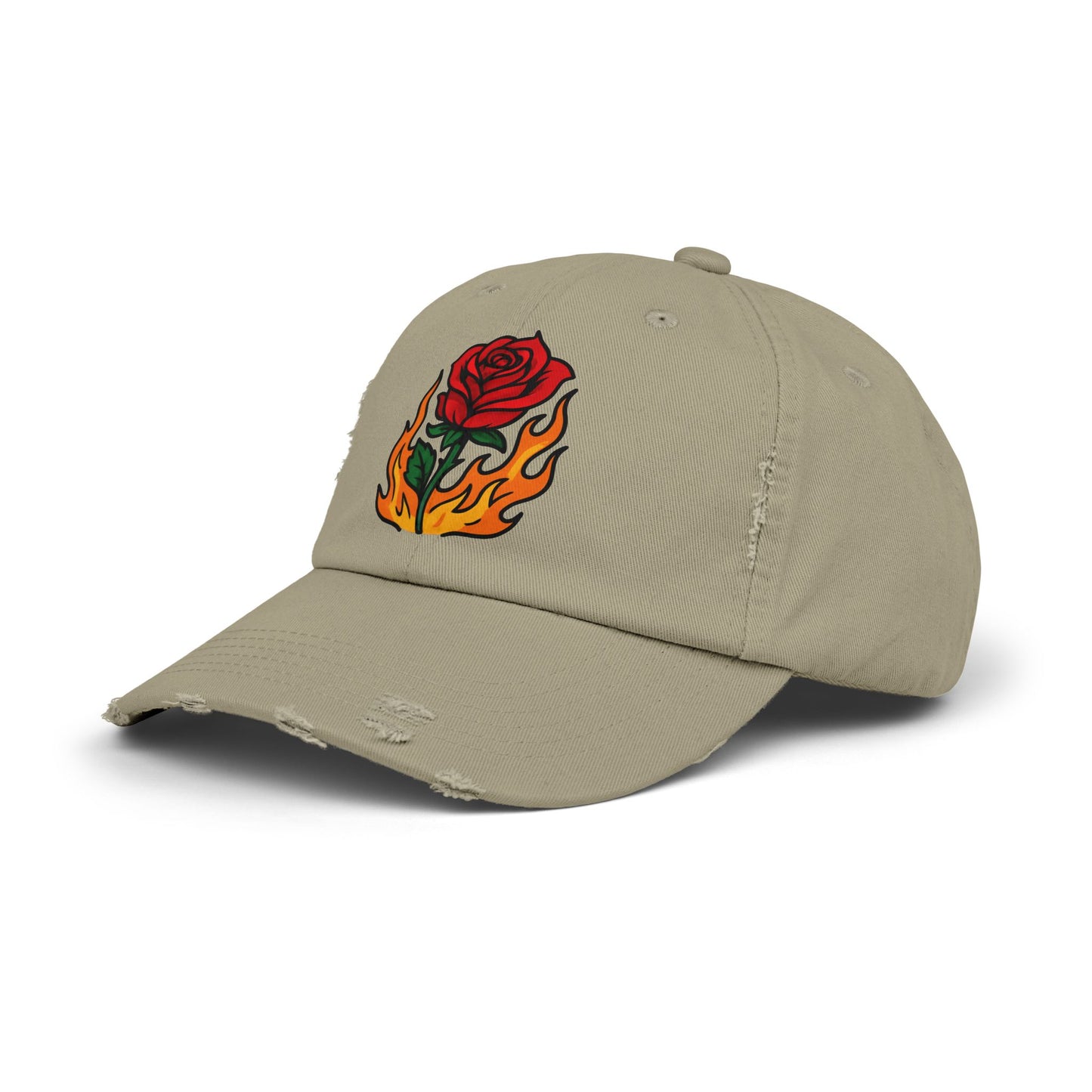 Flaming Rose Distressed Cap