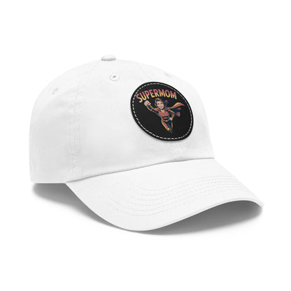 Supermom Dad Hat with Leather Patch, Gift for Moms, Cap for Superheroes, Mother's Day Gift, Casual Hat, Everyday Wear