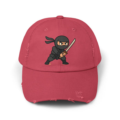 Ninja Unisex Distressed Cap, Fun Gift for Gamers, Trendy Accessory, Casual Wear, Outdoor Hat, Birthday Present