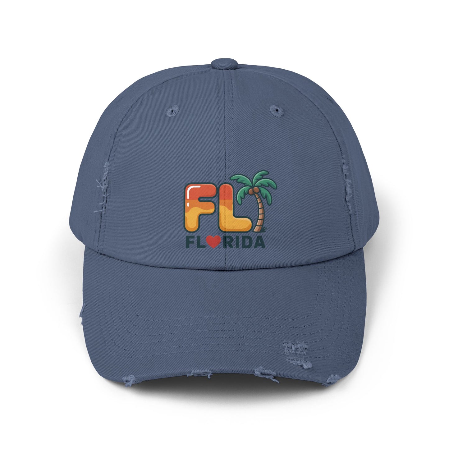 Vibrant Florida Distressed Cap, Casual Summer Hat, Beach Accessories, Travel Gift, Outdoor Apparel, Unisex Headwear