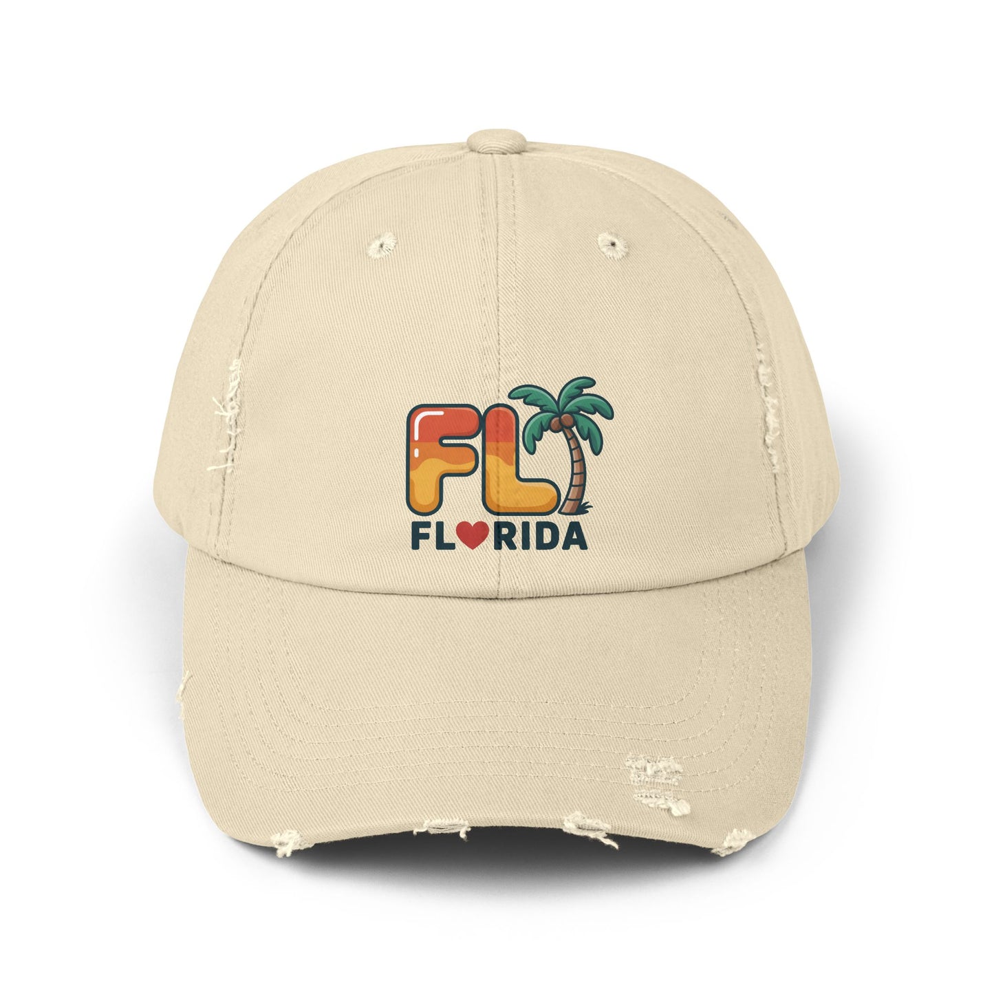 Vibrant Florida Distressed Cap, Casual Summer Hat, Beach Accessories, Travel Gift, Outdoor Apparel, Unisex Headwear