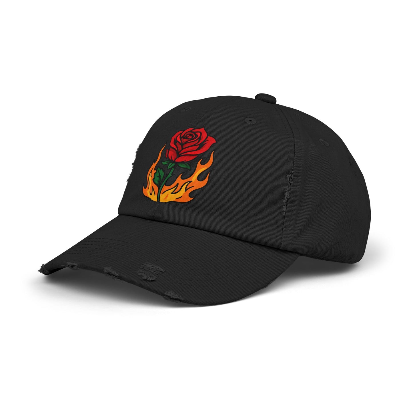 Flaming Rose Distressed Cap