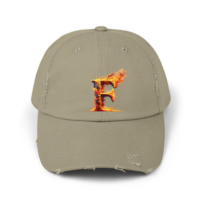 Fire Letter F Distressed Cap, Trendy Black Cap, Unisex Baseball Cap, Cool Casual Hat, Unique Gift for Him/Her, Everyday Accessory