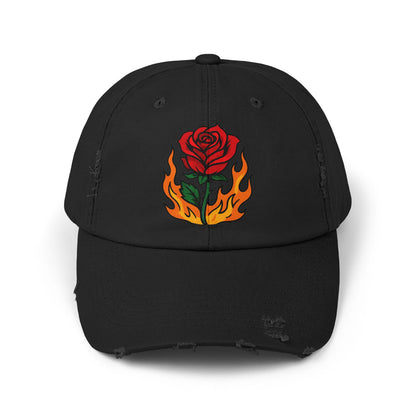 Flaming Rose Distressed Cap