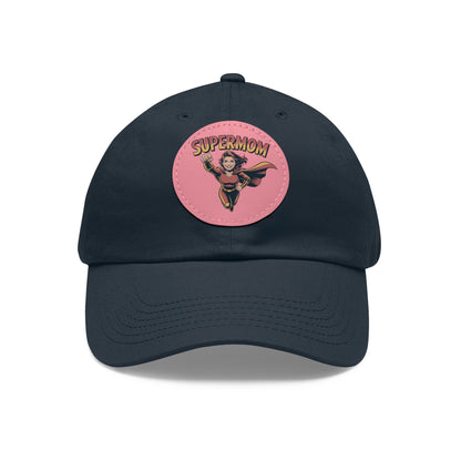 Supermom Dad Hat with Leather Patch, Gift for Moms, Cap for Superheroes, Mother's Day Gift, Casual Hat, Everyday Wear