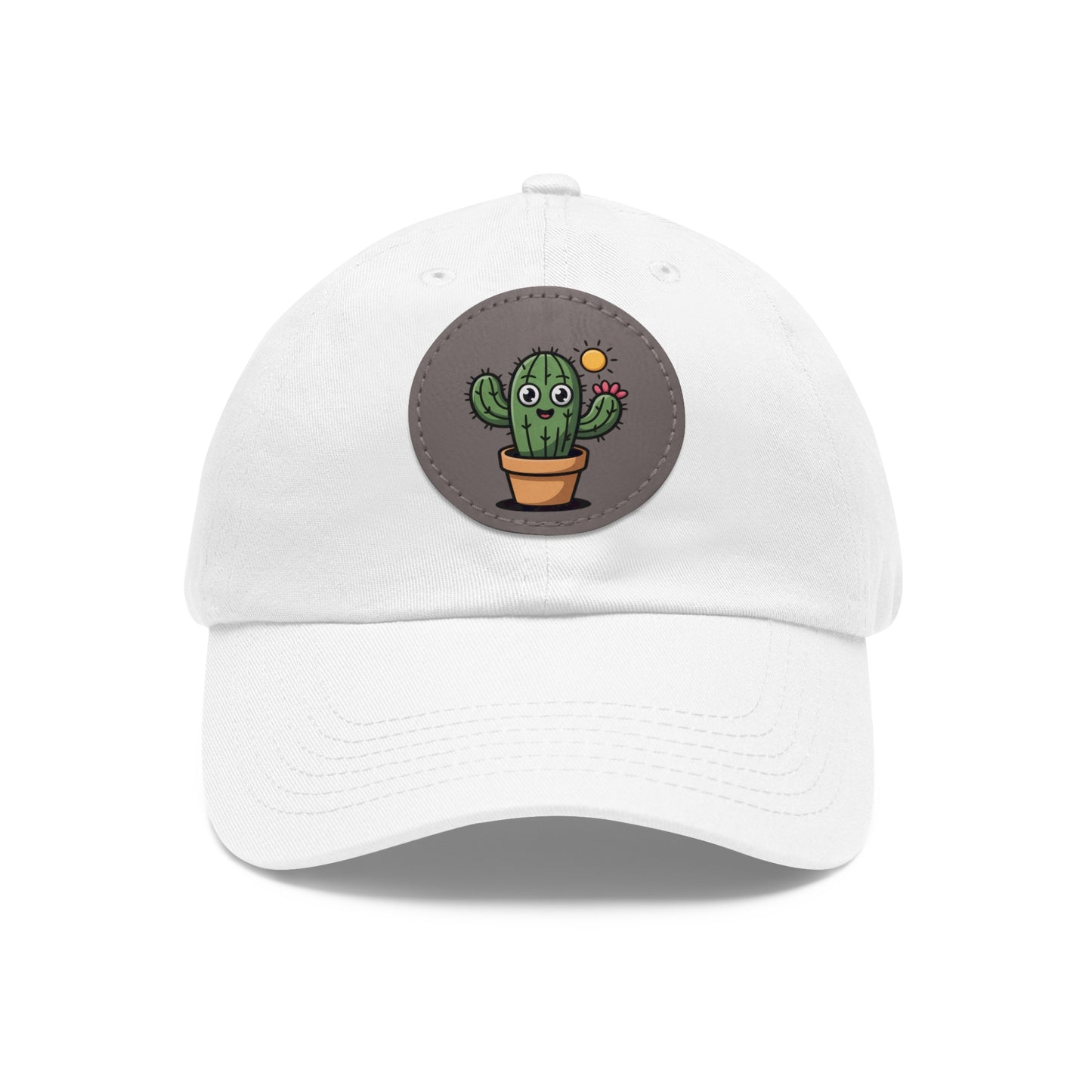 Cactus Dad Hat with Leather Patch, Cute Summer Cap, Gift for Plant Lovers, Adjustable Dad Hat, Trendy Accessories