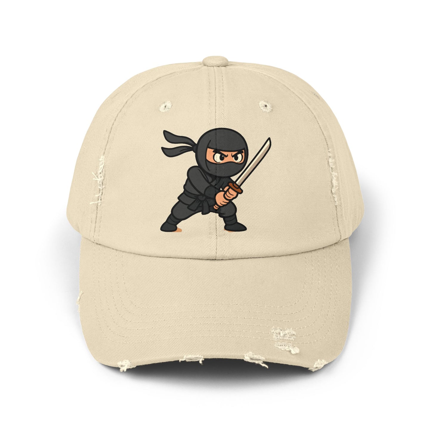 Ninja Unisex Distressed Cap, Fun Gift for Gamers, Trendy Accessory, Casual Wear, Outdoor Hat, Birthday Present