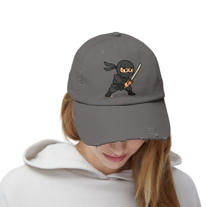 Ninja Unisex Distressed Cap, Fun Gift for Gamers, Trendy Accessory, Casual Wear, Outdoor Hat, Birthday Present