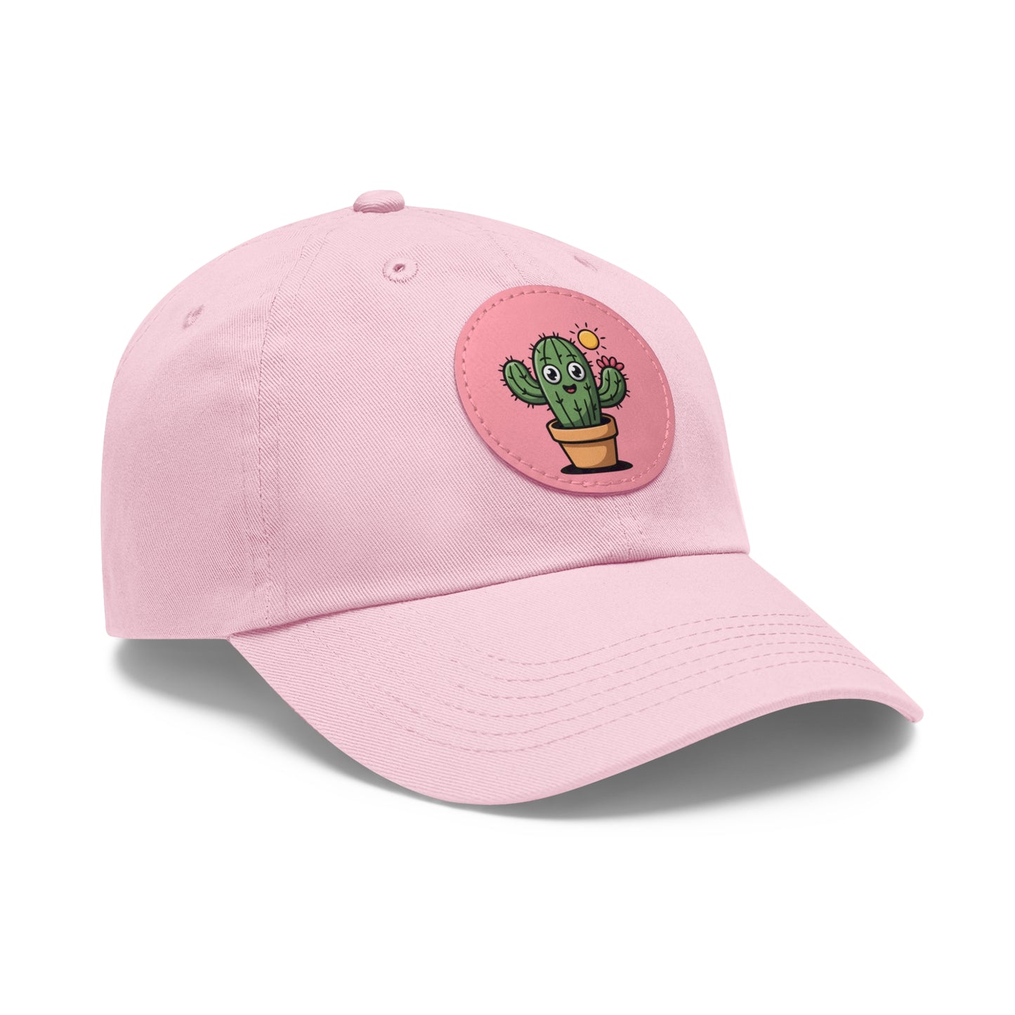 Cactus Dad Hat with Leather Patch, Cute Summer Cap, Gift for Plant Lovers, Adjustable Dad Hat, Trendy Accessories