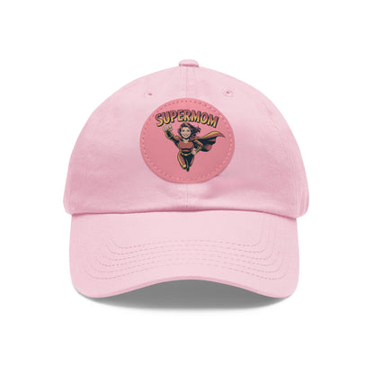 Supermom Dad Hat with Leather Patch, Gift for Moms, Cap for Superheroes, Mother's Day Gift, Casual Hat, Everyday Wear