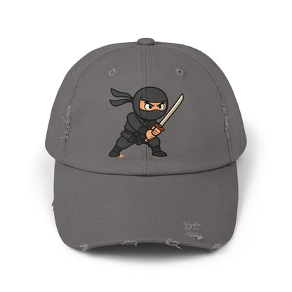 Ninja Unisex Distressed Cap, Fun Gift for Gamers, Trendy Accessory, Casual Wear, Outdoor Hat, Birthday Present