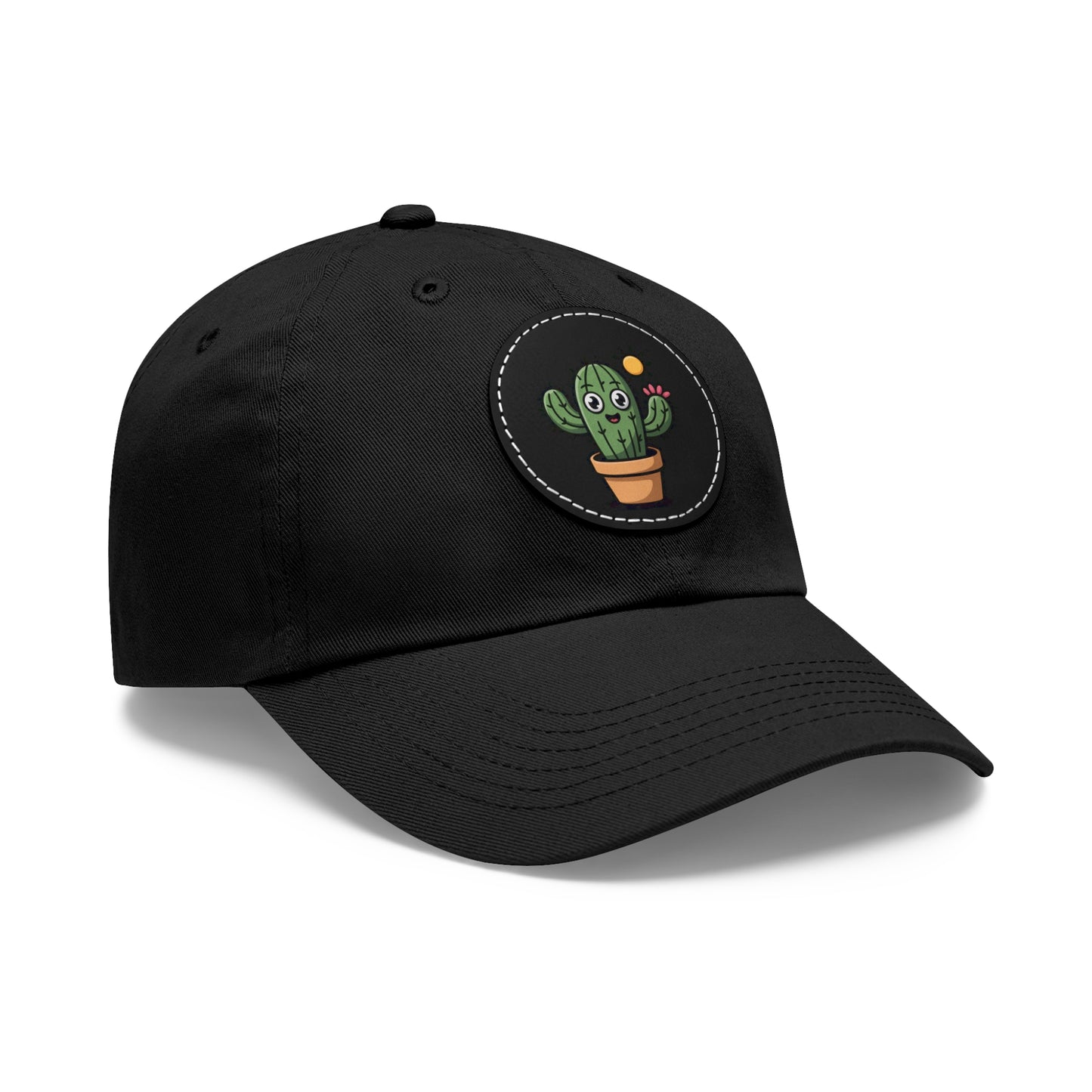Cactus Dad Hat with Leather Patch, Cute Summer Cap, Gift for Plant Lovers, Adjustable Dad Hat, Trendy Accessories