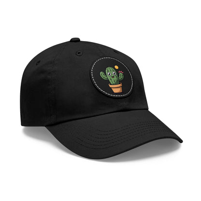 Cactus Dad Hat with Leather Patch, Cute Summer Cap, Gift for Plant Lovers, Adjustable Dad Hat, Trendy Accessories