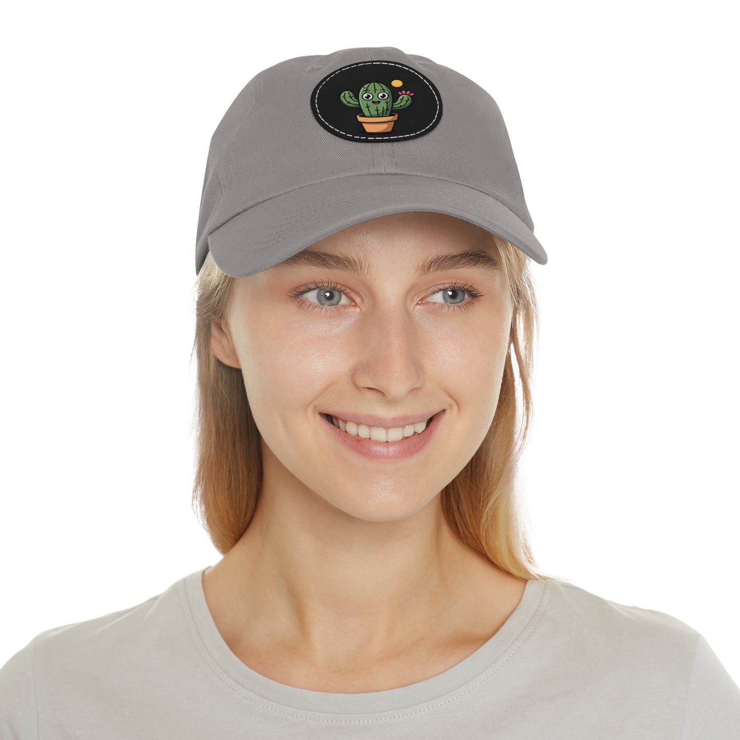 Cactus Dad Hat with Leather Patch, Cute Summer Cap, Gift for Plant Lovers, Adjustable Dad Hat, Trendy Accessories