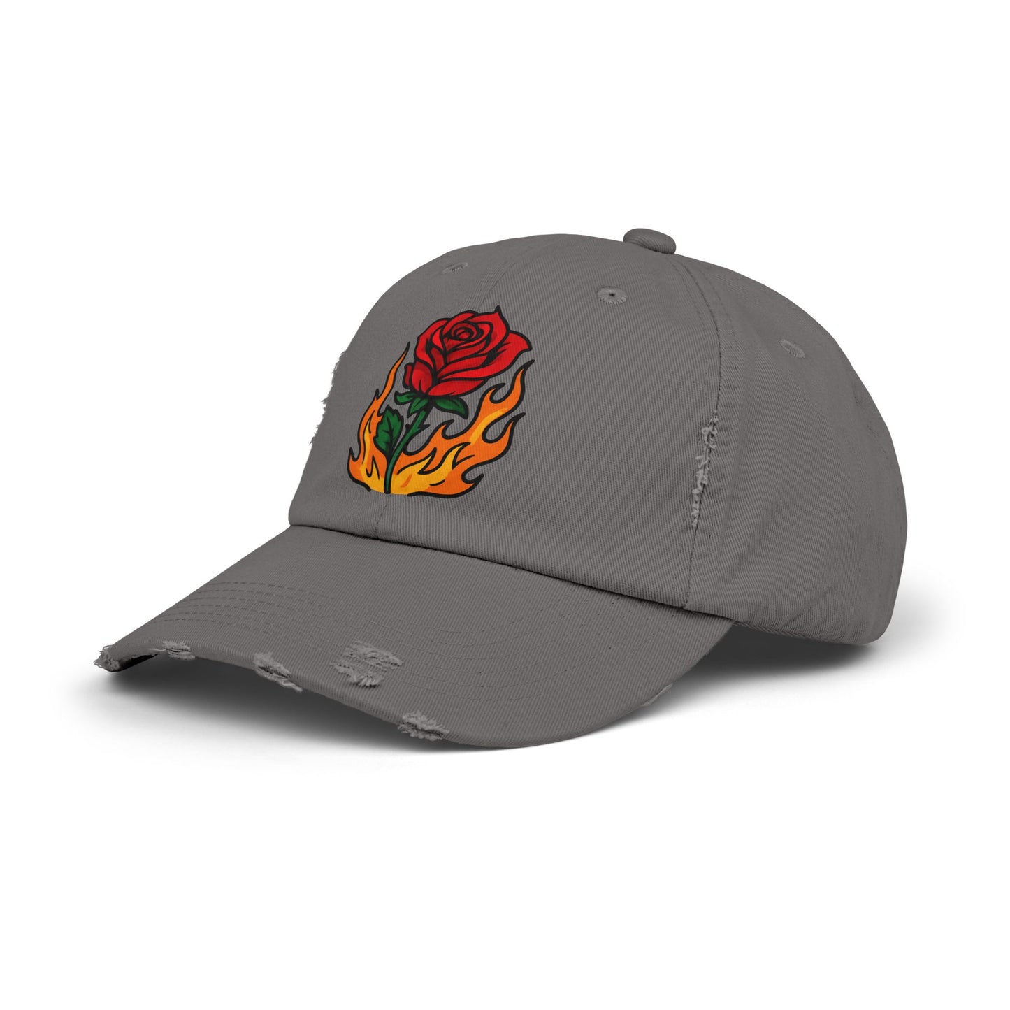 Flaming Rose Distressed Cap