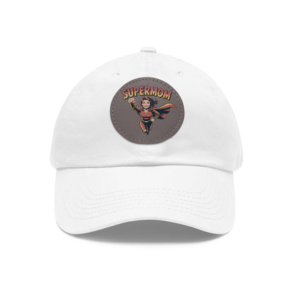 Supermom Dad Hat with Leather Patch, Gift for Moms, Cap for Superheroes, Mother's Day Gift, Casual Hat, Everyday Wear