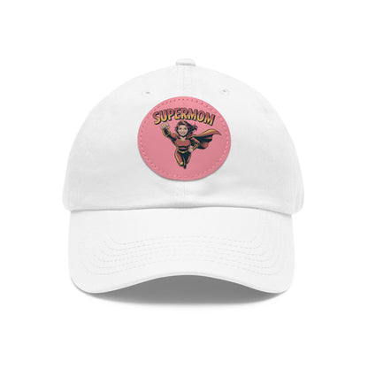 Supermom Dad Hat with Leather Patch, Gift for Moms, Cap for Superheroes, Mother's Day Gift, Casual Hat, Everyday Wear