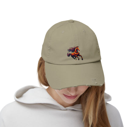 Vibrant Horse Distressed Cap | Unisex, Casual Style, Perfect Gift for Animal Lovers, Summer Outings, Outdoor Adventures, Birthdays