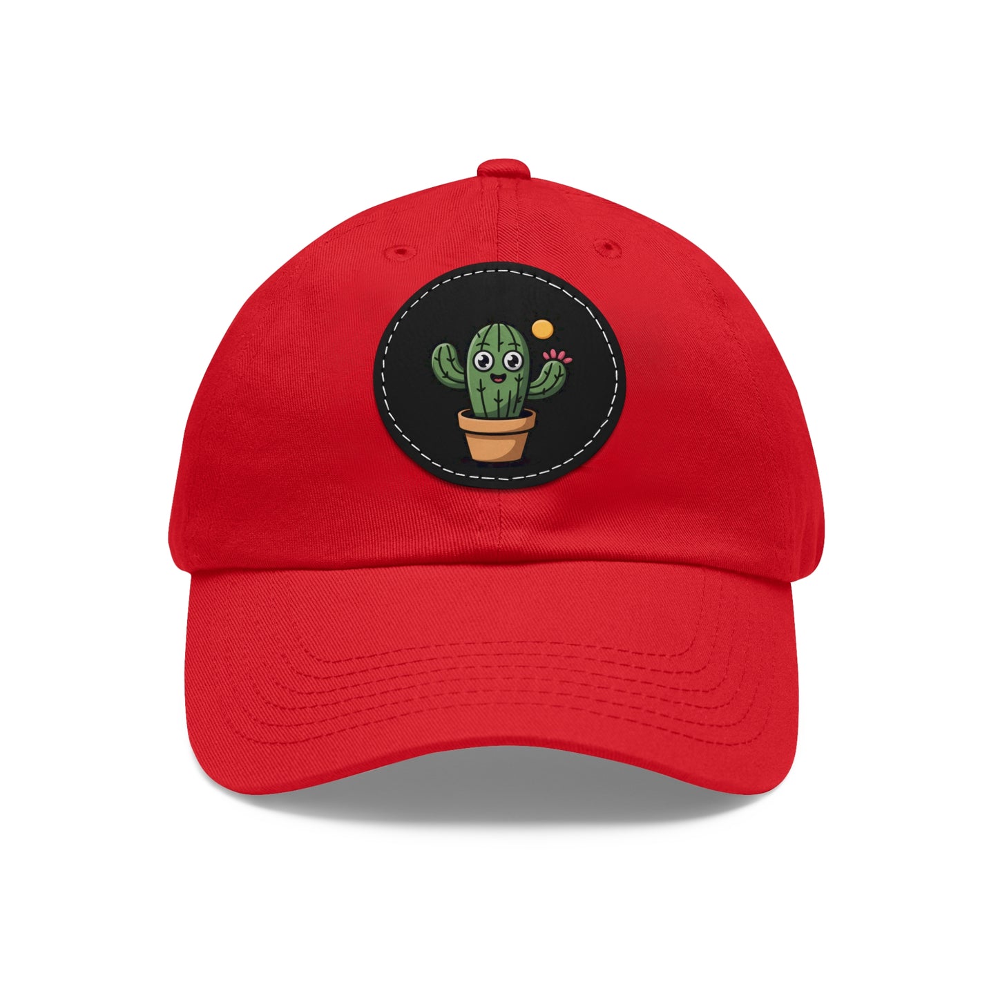 Cactus Dad Hat with Leather Patch, Cute Summer Cap, Gift for Plant Lovers, Adjustable Dad Hat, Trendy Accessories