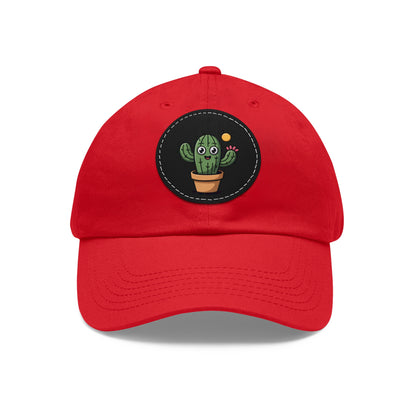 Cactus Dad Hat with Leather Patch, Cute Summer Cap, Gift for Plant Lovers, Adjustable Dad Hat, Trendy Accessories