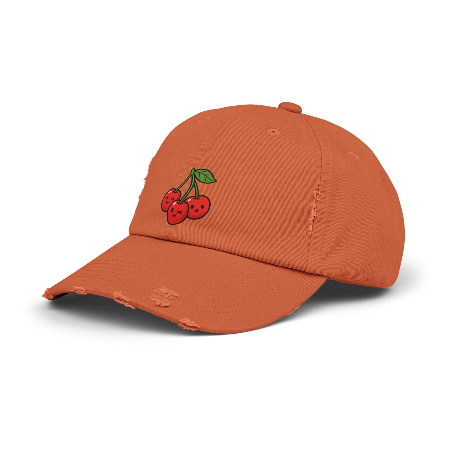 Cherry Embroidered Unisex Distressed Cap, Vintage Baseball Hat, Cute Cherry Hat, Casual Summer Accessory, Gift for Friends