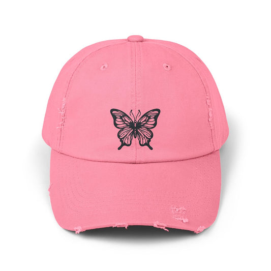 Butterfly Distressed Unisex Cap | Trendy Black Hat for Casual Style, Gift for Nature Lovers, Outdoor Activities, Summer Fashion, [...]