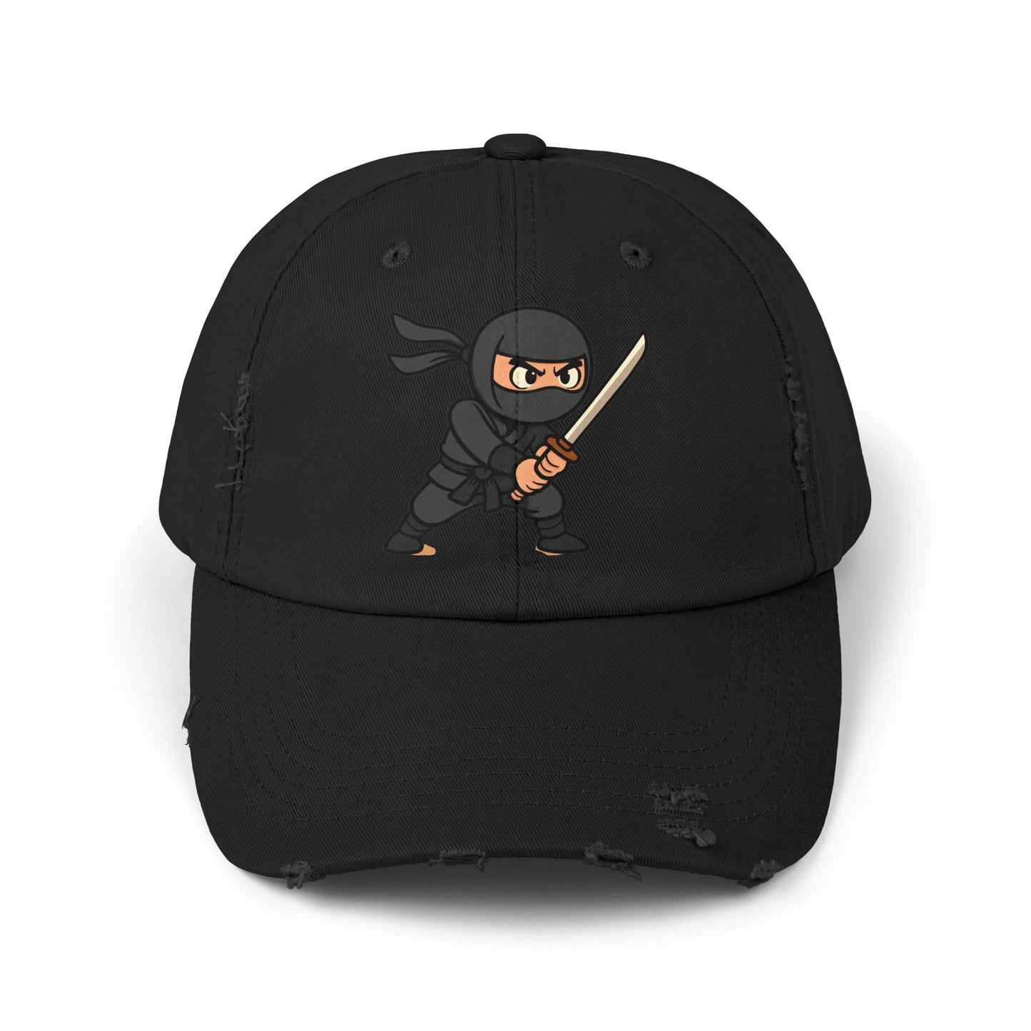 Ninja Unisex Distressed Cap, Fun Gift for Gamers, Trendy Accessory, Casual Wear, Outdoor Hat, Birthday Present