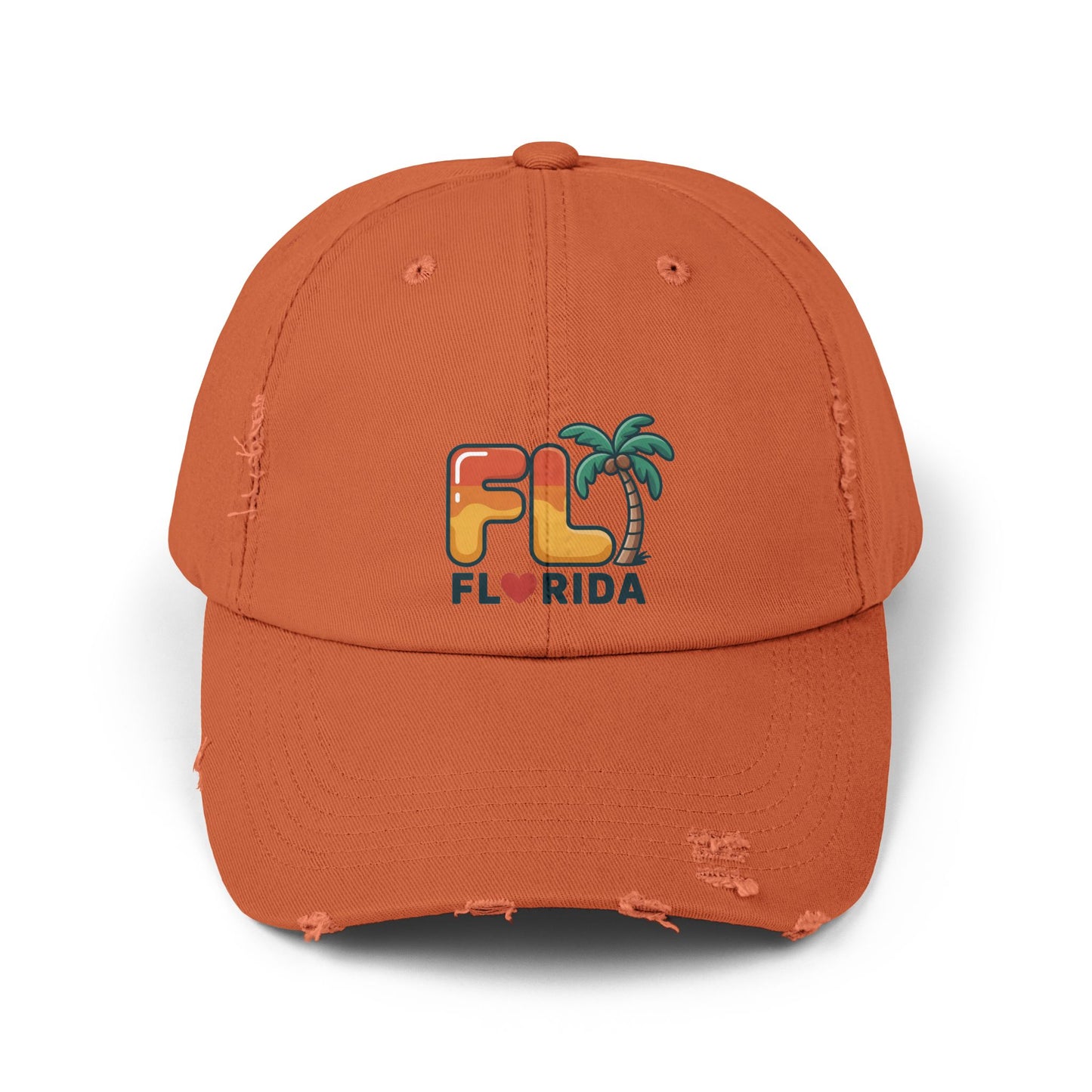 Vibrant Florida Distressed Cap, Casual Summer Hat, Beach Accessories, Travel Gift, Outdoor Apparel, Unisex Headwear
