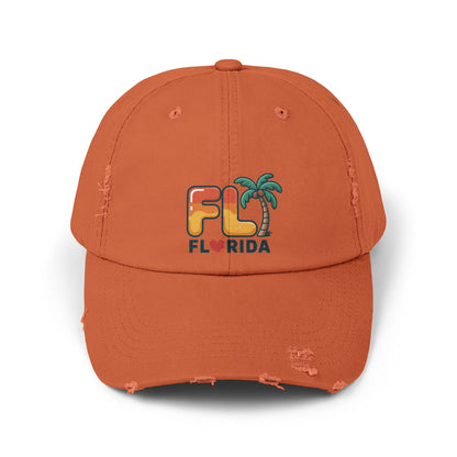 Vibrant Florida Distressed Cap, Casual Summer Hat, Beach Accessories, Travel Gift, Outdoor Apparel, Unisex Headwear