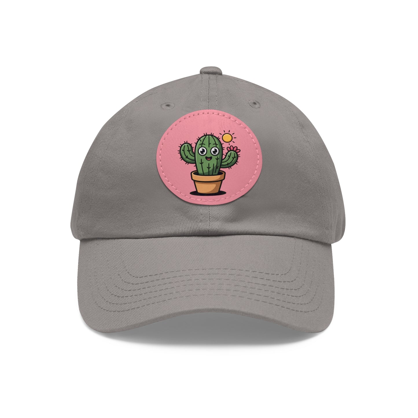 Cactus Dad Hat with Leather Patch, Cute Summer Cap, Gift for Plant Lovers, Adjustable Dad Hat, Trendy Accessories