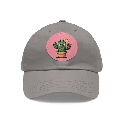 Cactus Dad Hat with Leather Patch, Cute Summer Cap, Gift for Plant Lovers, Adjustable Dad Hat, Trendy Accessories