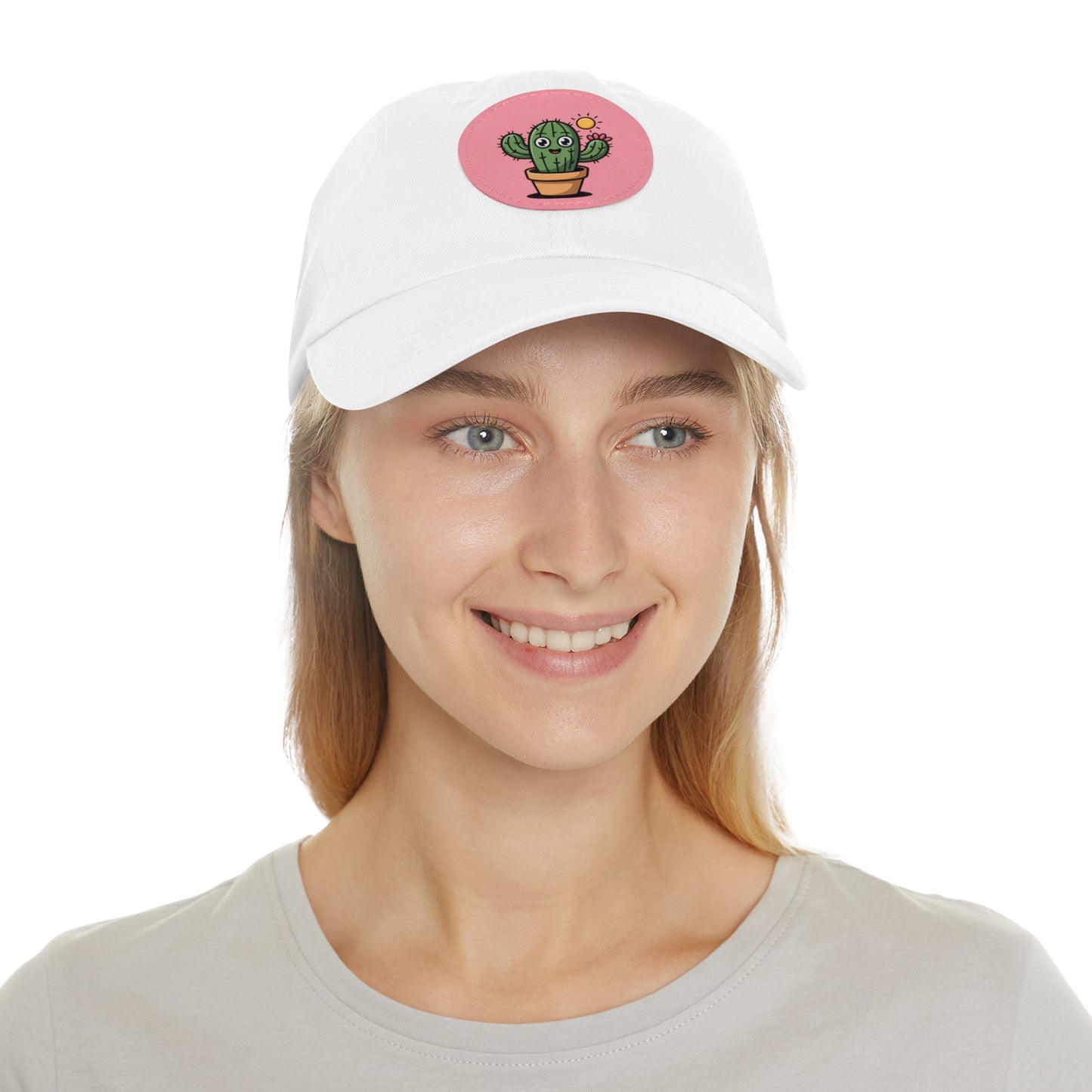 Cactus Dad Hat with Leather Patch, Cute Summer Cap, Gift for Plant Lovers, Adjustable Dad Hat, Trendy Accessories