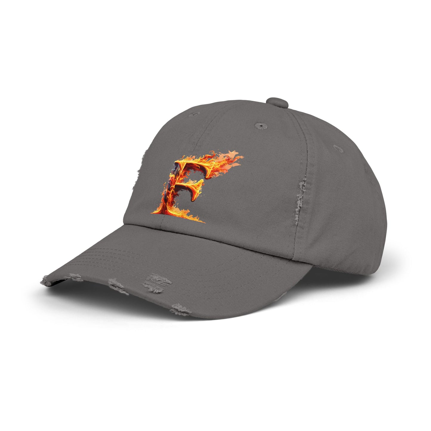 Fire Letter F Distressed Cap, Trendy Black Cap, Unisex Baseball Cap, Cool Casual Hat, Unique Gift for Him/Her, Everyday Accessory