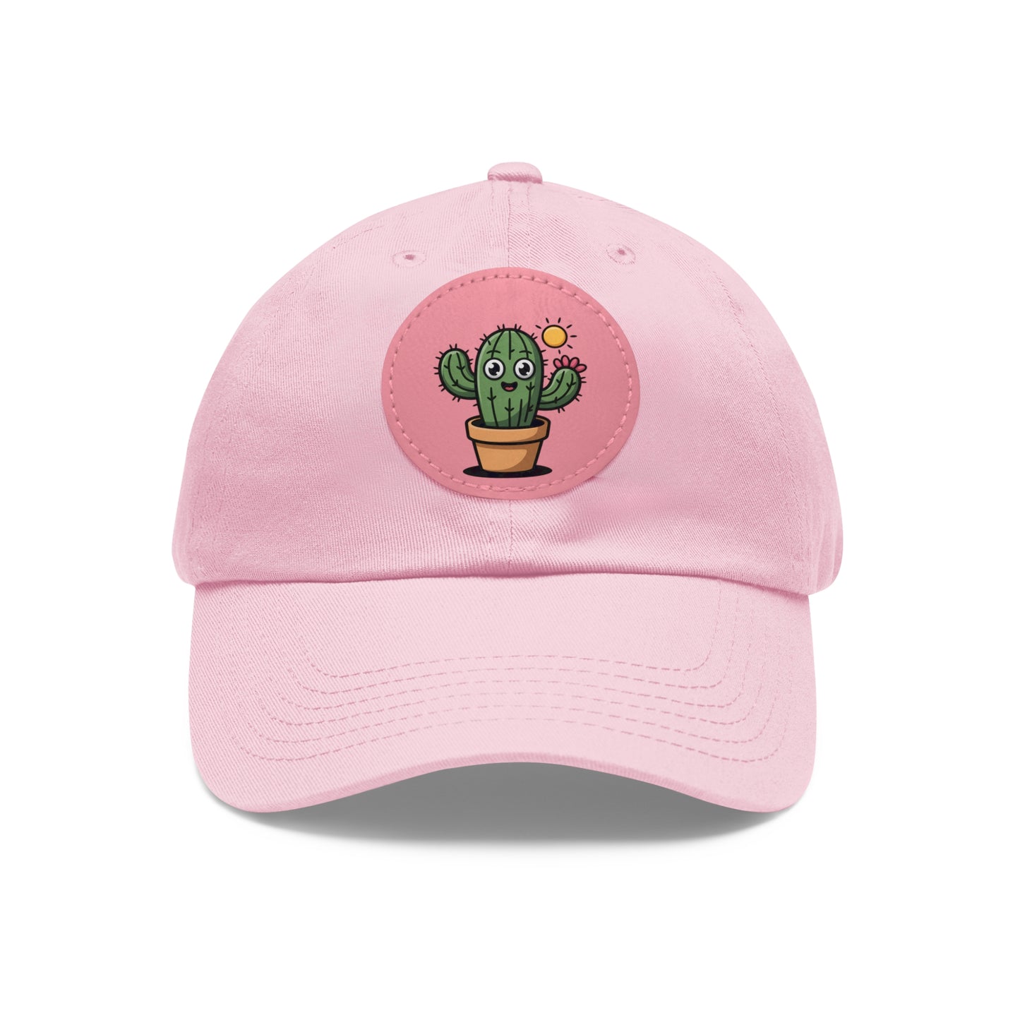 Cactus Dad Hat with Leather Patch, Cute Summer Cap, Gift for Plant Lovers, Adjustable Dad Hat, Trendy Accessories