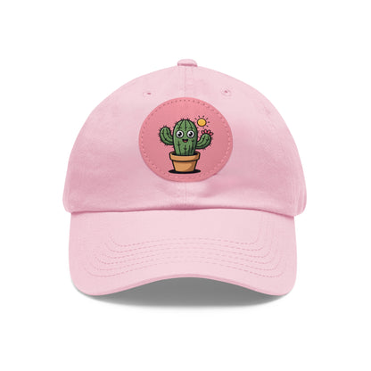 Cactus Dad Hat with Leather Patch, Cute Summer Cap, Gift for Plant Lovers, Adjustable Dad Hat, Trendy Accessories