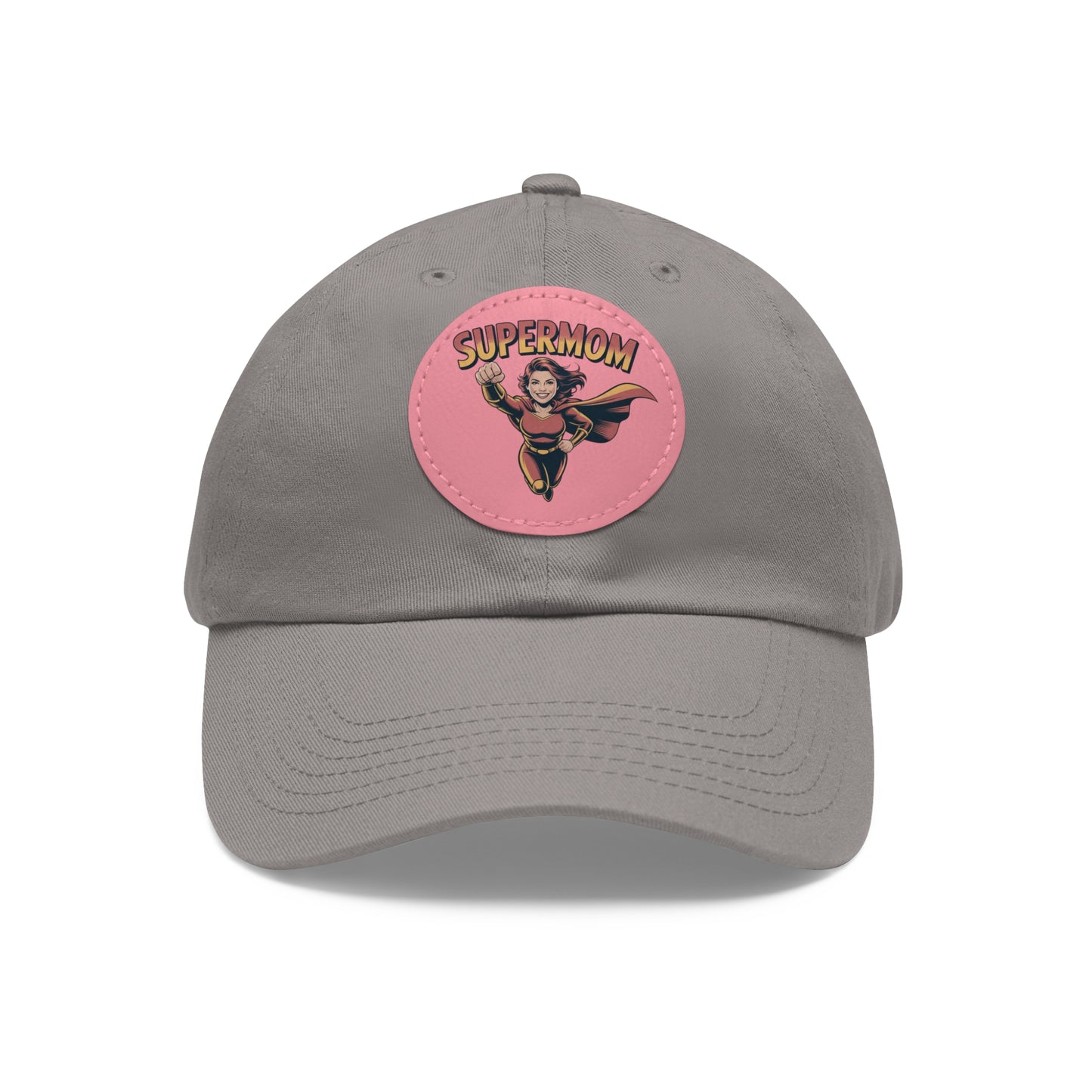 Supermom Dad Hat with Leather Patch, Gift for Moms, Cap for Superheroes, Mother's Day Gift, Casual Hat, Everyday Wear