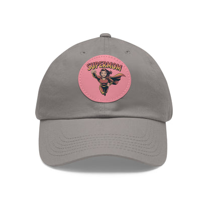 Supermom Dad Hat with Leather Patch, Gift for Moms, Cap for Superheroes, Mother's Day Gift, Casual Hat, Everyday Wear