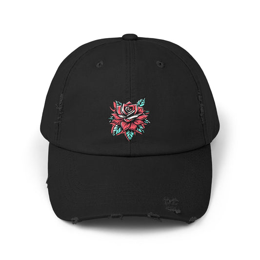 Vintage Rose Distressed Cap | Unisex Floral Baseball Hat | Gift for Fashion Lovers | Ideal for Summer Outings, Gifts, & Festivals