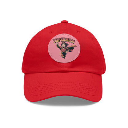 Supermom Dad Hat with Leather Patch, Gift for Moms, Cap for Superheroes, Mother's Day Gift, Casual Hat, Everyday Wear
