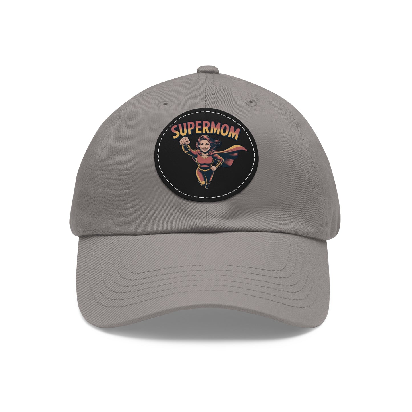 Supermom Dad Hat with Leather Patch, Gift for Moms, Cap for Superheroes, Mother's Day Gift, Casual Hat, Everyday Wear