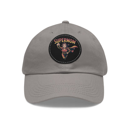 Supermom Dad Hat with Leather Patch, Gift for Moms, Cap for Superheroes, Mother's Day Gift, Casual Hat, Everyday Wear