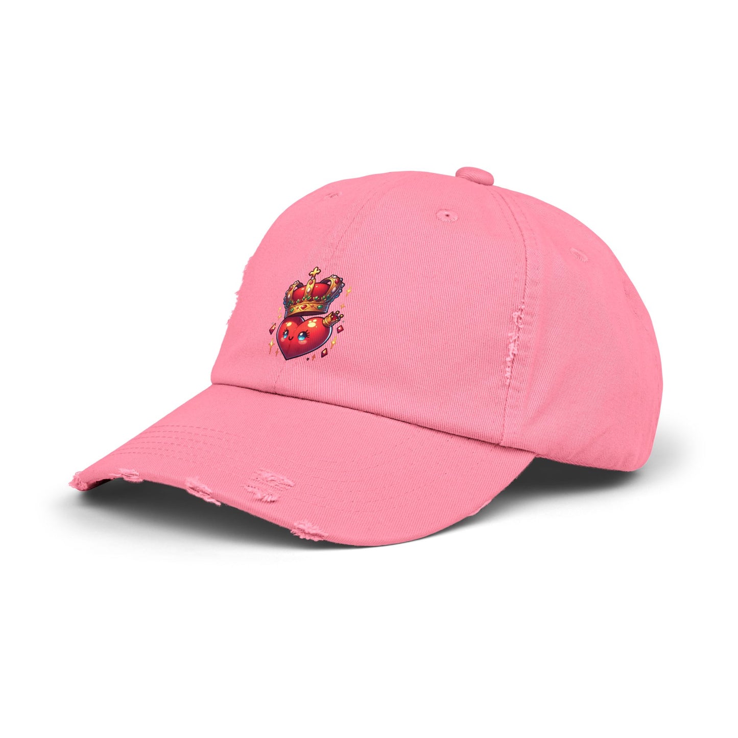 Crowned Heart Distressed Cap - Trendy Unisex Hat, Casual Stylish Accessory for Everyday Wear, Ideal Gift for Birthdays, Festivals, and More